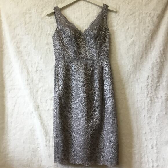 David's Bridal Short Tank Metallic Lace Dress - Picture 2 of 16